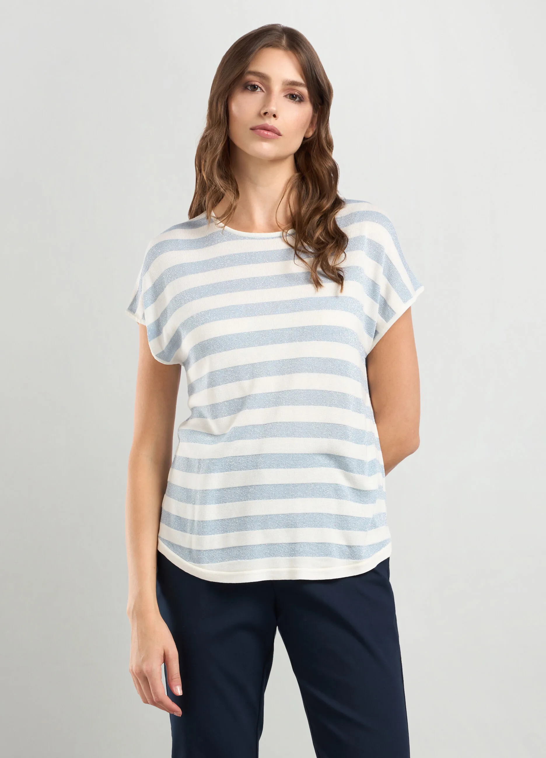 IWIE  Maglia kimono tricot in misto viscosa e filo lurex donna