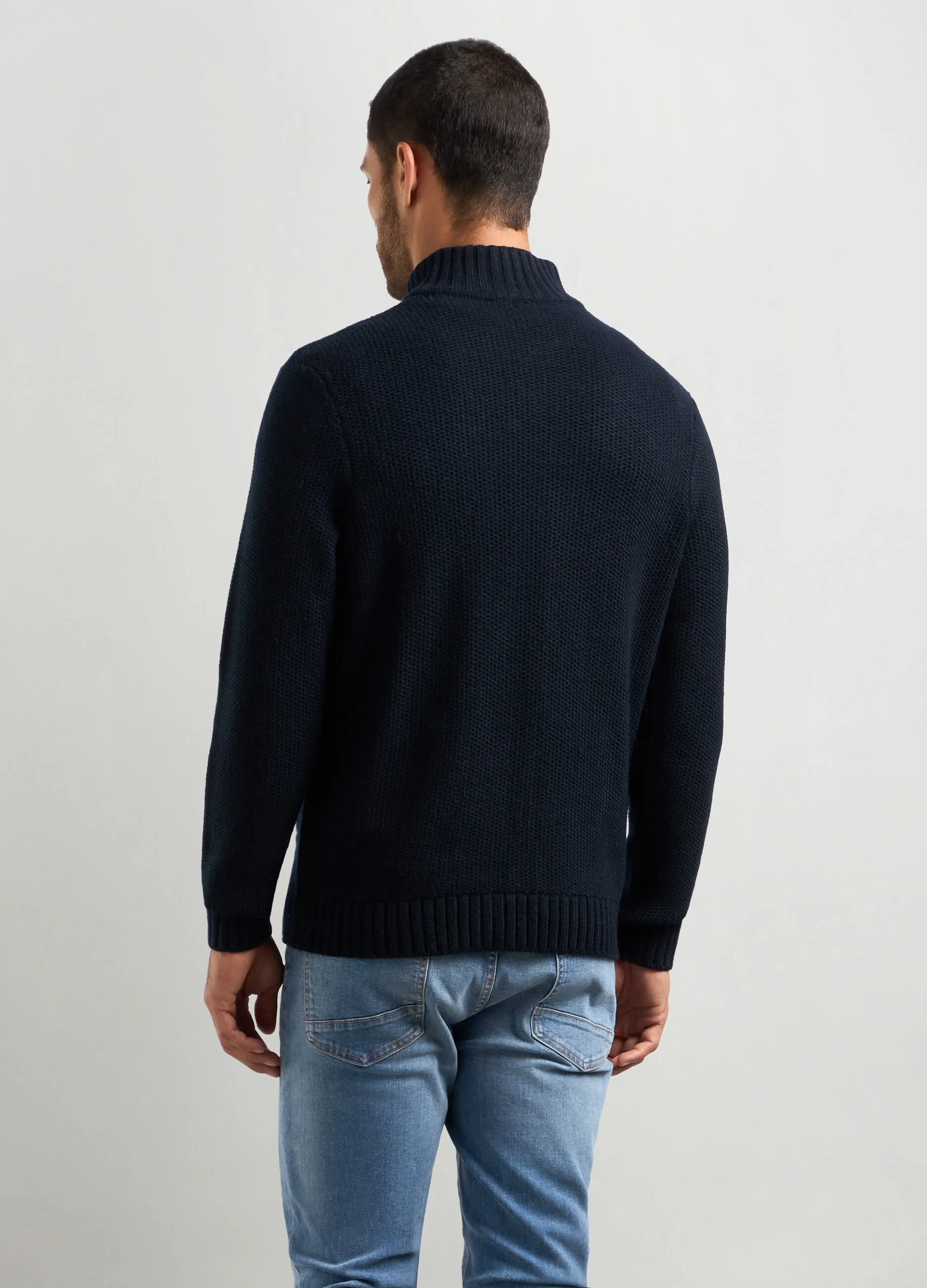 J. HART & BROS  Cardigan collo alto in maglia rasata a rovescio uomo