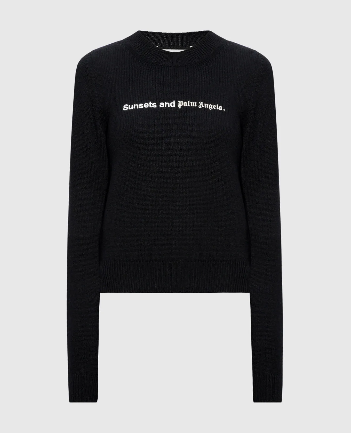 Palm Angels Maglia nera con ricami PWHE051F23KNI002