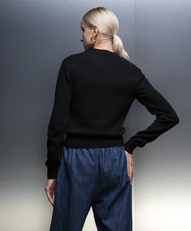 Palm Angels Maglia nera con ricami PWHE051F23KNI002