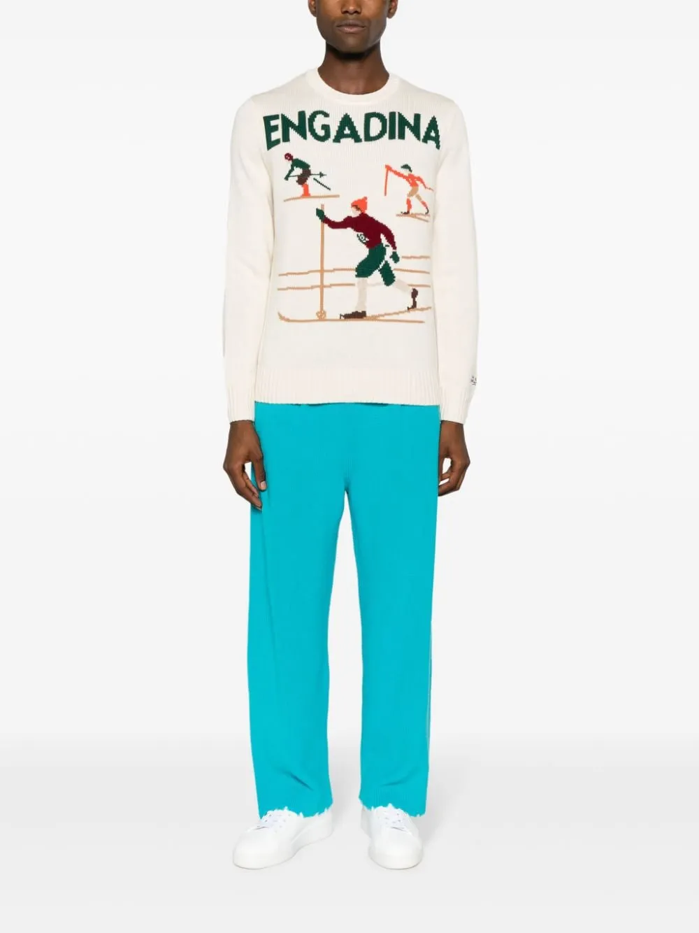 pantalone in maglia turchese